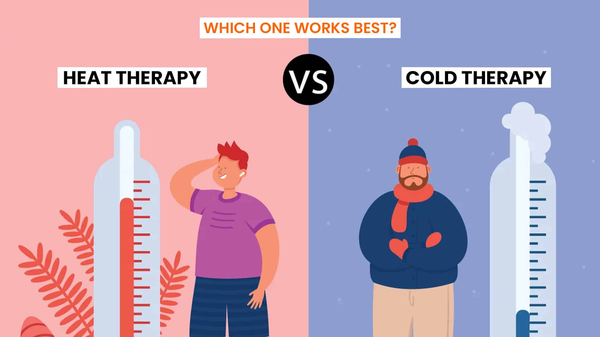Athlete using cold compression therapy and another using a heat wrap to relieve muscle soreness – showcasing cold vs. heat therapy recovery methods.